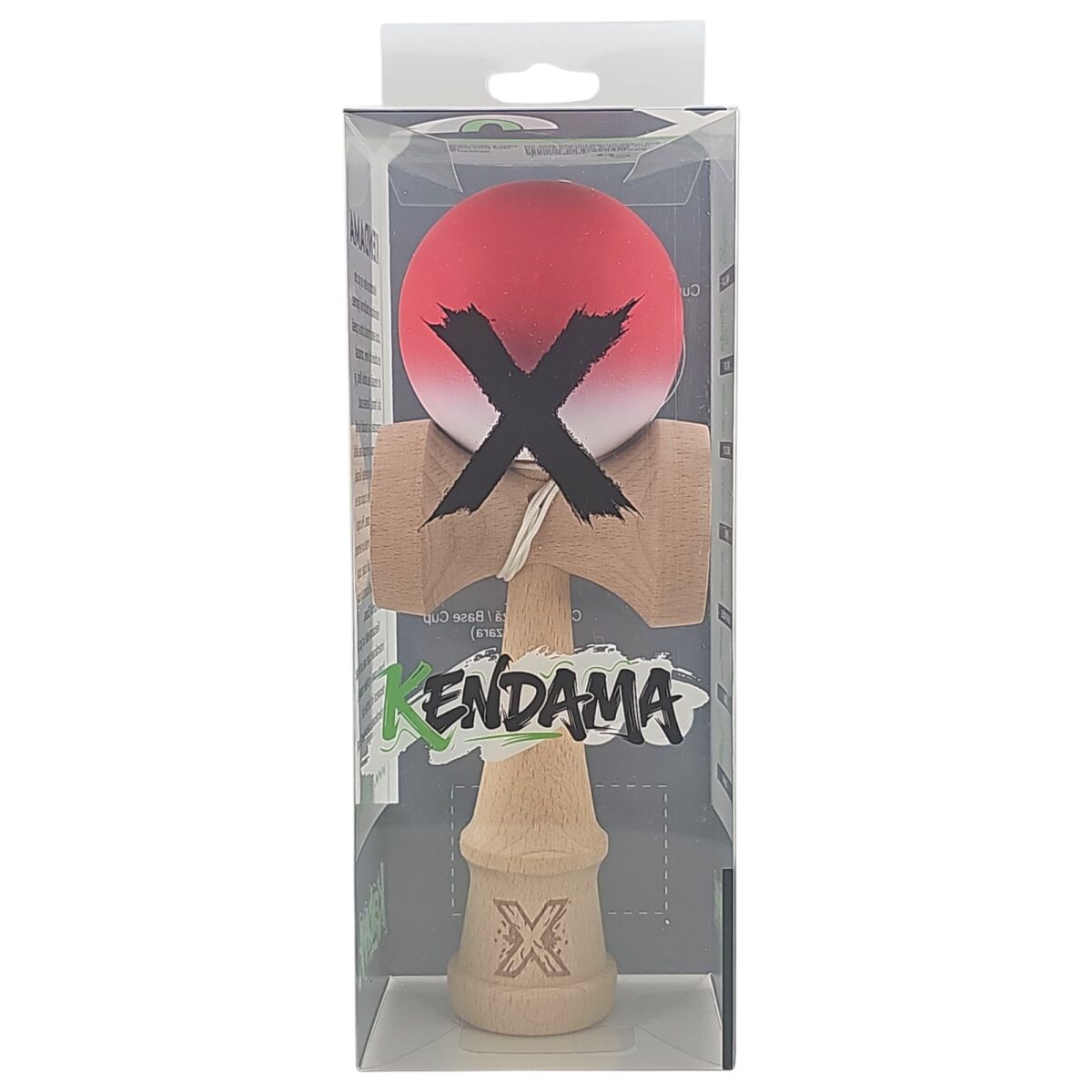 Kendama X Originala, Profesionala, Embo, din Lemn, Rubber Grip, 18 cm, Gradient Rosu/Alb - imagine 4