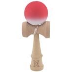 Kendama X Originala, Profesionala, Embo, din Lemn, Rubber Grip, 18 cm, Gradient Rosu/Alb