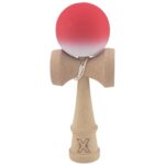 Kendama X Originala, Profesionala, Embo, din Lemn, Rubber Grip, 18 cm, Gradient Rosu/Alb