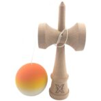 Kendama X Originala, Profesionala, Embo, din Lemn, Rubber Grip, 18 cm, Gradient Portocaliu/Galben/Alb - imagine 2