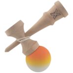 Kendama X Originala, Profesionala, Embo, din Lemn, Rubber Grip, 18 cm, Gradient Portocaliu/Galben/Alb - imagine 3