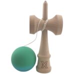 Kendama X Originala, Profesionala, Embo, din Lemn, Rubber Grip, 18 cm, Gradient Turcoaz/Alb - imagine 2