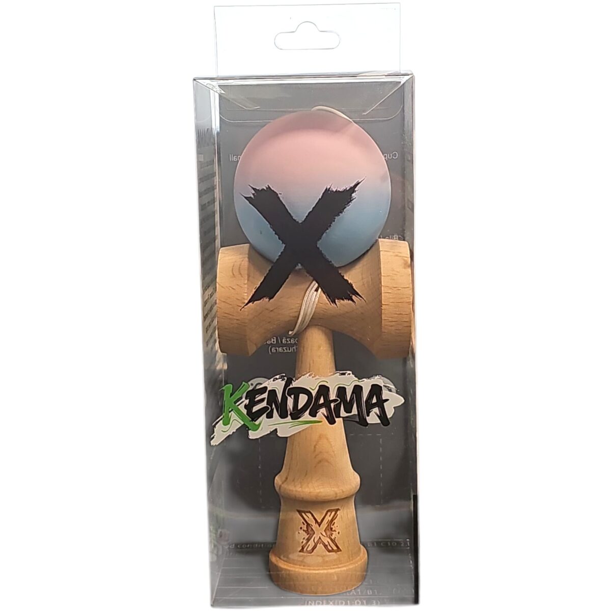 Kendama X Originala, Profesionala, Embo, din Lemn, Rubber Grip, 18 cm, Lila/Turcoaz - imagine 4