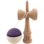 Kendama X Originala, Profesionala, Embo, din Lemn, Rubber Grip, 18 cm, Mov/Negru/Alb - imagine 2