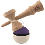 Kendama X Originala, Profesionala, Embo, din Lemn, Rubber Grip, 18 cm, Mov/Negru/Alb - imagine 3