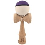 Kendama X Originala, Profesionala, Embo, din Lemn, Rubber Grip, 18 cm, Mov/Negru/Alb