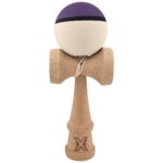 Kendama X Originala, Profesionala, Embo, din Lemn, Rubber Grip, 18 cm, Mov/Negru/Alb