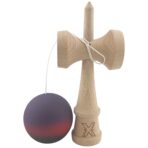 Kendama X Originala, Profesionala, Embo, din Lemn, Rubber Grip, 18 cm, Mov/Rosu/Negru - imagine 2