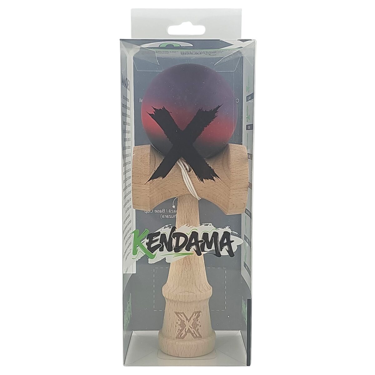 Kendama X Originala, Profesionala, Embo, din Lemn, Rubber Grip, 18 cm, Mov/Rosu/Negru - imagine 4