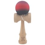 Kendama X Originala, Profesionala, Embo, din Lemn, Rubber Grip, 18 cm, Mov/Rosu/Negru