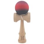 Kendama X Originala, Profesionala, Embo, din Lemn, Rubber Grip, 18 cm, Mov/Rosu/Negru