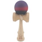 Kendama X Originala, Profesionala, Embo, din Lemn, Rubber Grip, 18 cm, Mov/Rosu/Negru