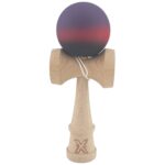 Kendama X Originala, Profesionala, Embo, din Lemn, Rubber Grip, 18 cm, Mov/Rosu/Negru