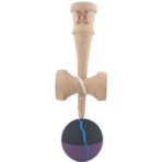 Kendama X Originala, Profesionala, Embo, din Lemn, Rubber Grip, 18 cm, Negru/Mov/Albastru - imagine 2