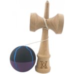 Kendama X Originala, Profesionala, Embo, din Lemn, Rubber Grip, 18 cm, Negru/Mov/Albastru - imagine 3