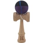 Kendama X Originala, Profesionala, Embo, din Lemn, Rubber Grip, 18 cm, Negru/Mov/Albastru