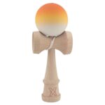 Kendama X Originala, Profesionala, Embo, din Lemn, Rubber Grip, 18 cm, Portocaliu/Galben/Alb