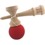 Kendama X Originala, Profesionala, Embo, din lemn, Rubber Grip, 18 cm, Rosu - imagine 2