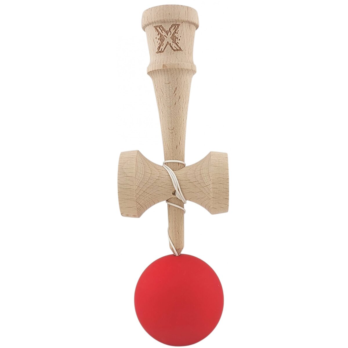 Kendama X Originala, Profesionala, Embo, din lemn, Rubber Grip, 18 cm, Rosu - imagine 3