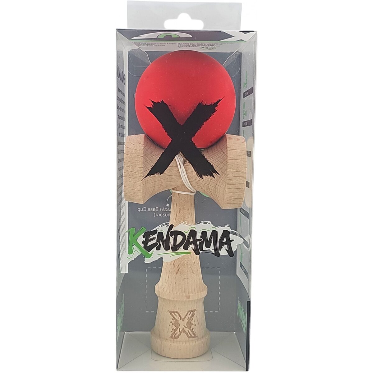Kendama X Originala, Profesionala, Embo, din lemn, Rubber Grip, 18 cm, Rosu - imagine 4