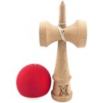 Kendama X Originala, Profesionala, Embo, din Lemn,  Rubber Grip, 18 cm, Rosu/Alb - imagine 2