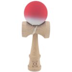 Kendama X Originala, Profesionala, Embo, din Lemn, Rubber Grip, 18 cm, Rosu/Alb