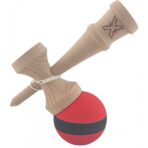 Kendama X Originala, Profesionala, Embo, din Lemn, Rubber Grip, 18 cm, Rosu/Negru - imagine 2
