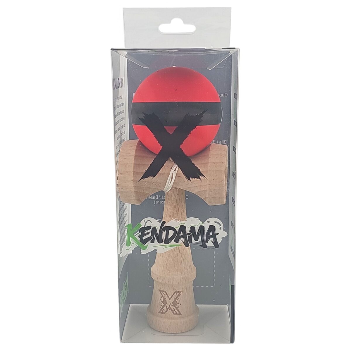 Kendama X Originala, Profesionala, Embo, din Lemn, Rubber Grip, 18 cm, Rosu/Negru - imagine 4