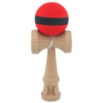 Kendama X Originala, Profesionala, Embo, din Lemn, Rubber Grip, 18 cm, Rosu/Negru