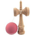 Kendama X Originala, Profesionala, Embo, din Lemn, Rubber Grip, 18 cm, Roz/Alb - imagine 2
