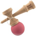 Kendama X Originala, Profesionala, Embo, din Lemn, Rubber Grip, 18 cm, Roz/Alb - imagine 3