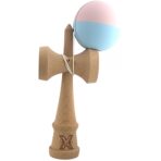 Kendama X Originala, Profesionala,  Embo, din lemn, Rubber Grip, 18 cm, Roz/Albastru - imagine 3