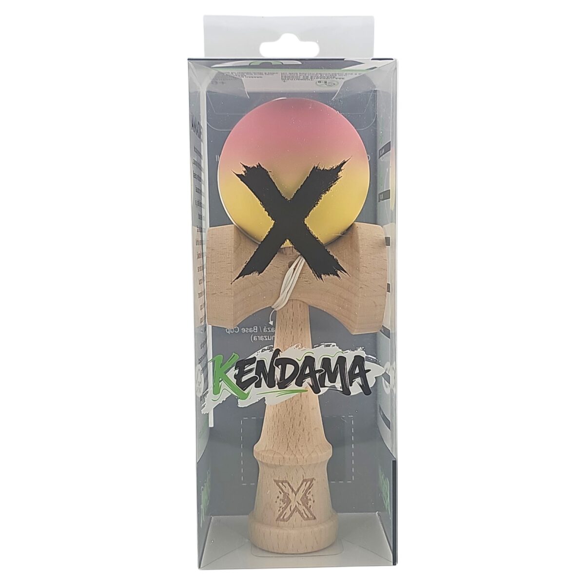 Kendama X Originala, Profesionala, Embo, din Lemn, Rubber Grip, 18 cm, Roz/Galben - imagine 4