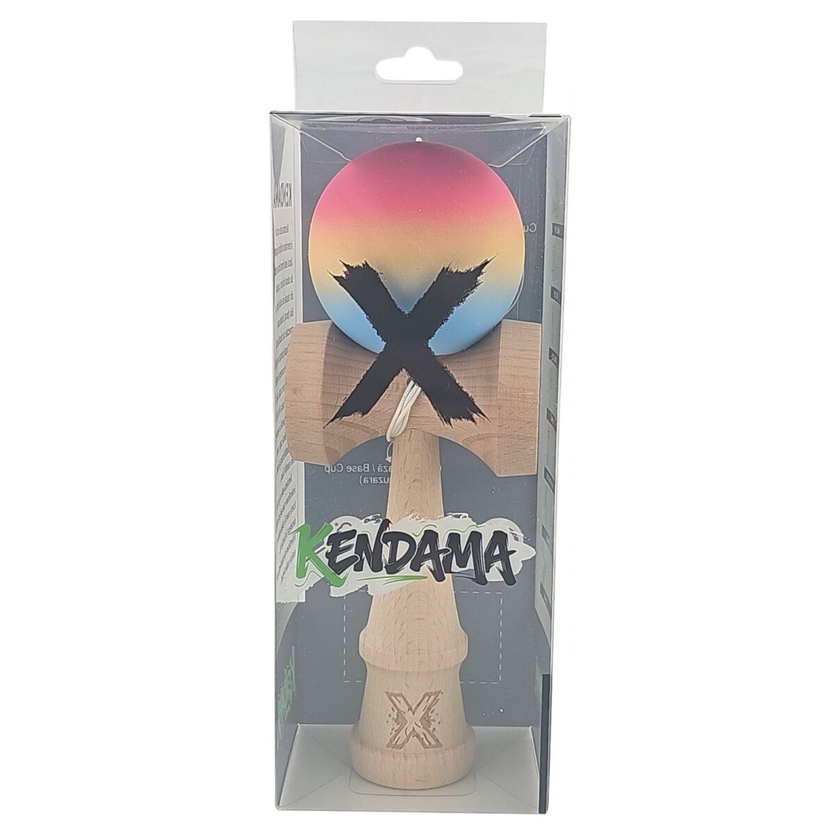 Kendama X Originala, Profesionala, Embo, din Lemn, Rubber Grip, 18 cm, Roz/Galben/Albastru - imagine 4