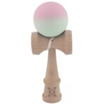 Kendama X Originala, Profesionala, Embo, din Lemn, Rubber Grip, 18 cm, Roz/Verde