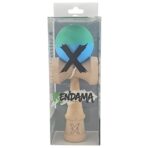 Kendama X Originala, Profesionala, Embo, din Lemn, Rubber Grip, 18 cm, Verde/Albastru - imagine 4