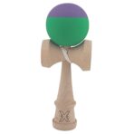 Kendama X Originala, Profesionala, Embo, din Lemn, Rubber Grip, 18 cm, Verde/Mov