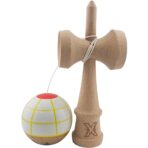 Kendama X Originala, Profesionala, Embo, din Lemn, Super Sticky, 18 cm, Alb/Galben/Rosu - imagine 2