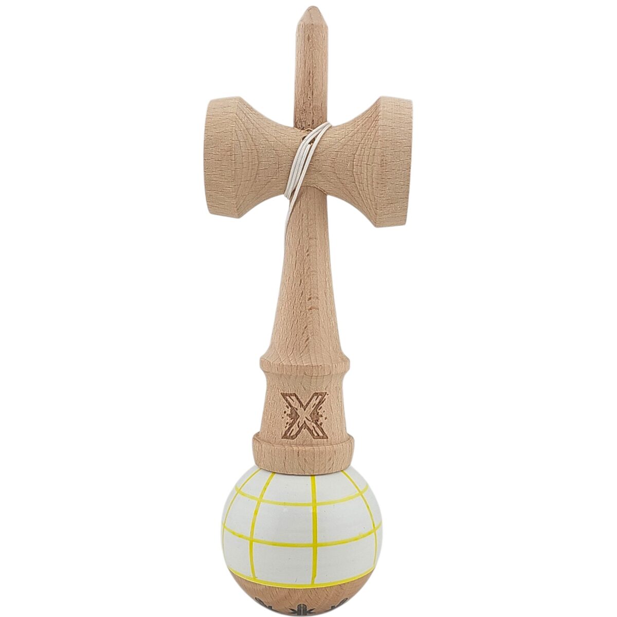 Kendama X Originala, Profesionala, Embo, din Lemn, Super Sticky, 18 cm, Alb/Galben/Rosu - imagine 4