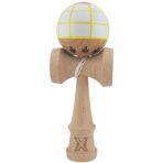 Kendama X Originala, Profesionala, Embo, din Lemn, Super Sticky, 18 cm, Alb/Galben/Rosu