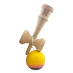 Kendama X Originala, Profesionala, Embo, din Lemn, Super Sticky, 18 cm, Galben/Roz/Negru - imagine 5