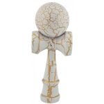 Kendama X Originala, Profesionala, Embo, Kendama Cracked, din Lemn â€“ 18 cm, Alb/Galben