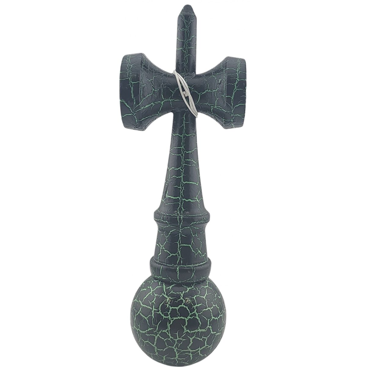Kendama X Originala, Profesionala, Embo, Kendama Cracked, din Lemn â€“ 18 cm, Crack Negru/Verde - imagine 4