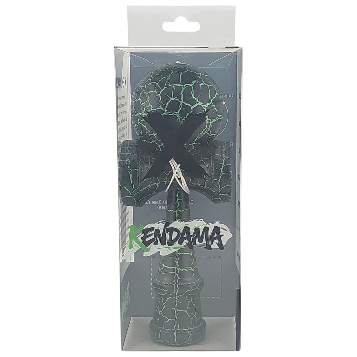 Kendama X Originala, Profesionala, Embo, Kendama Cracked, din Lemn â€“ 18 cm, Crack Negru/Verde - imagine 5