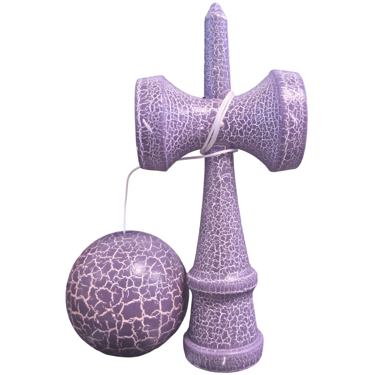 Kendama X Originala, Profesionala, Embo, Kendama Cracked, din Lemn â€“ 18 cm, Lila/Alb - imagine 2