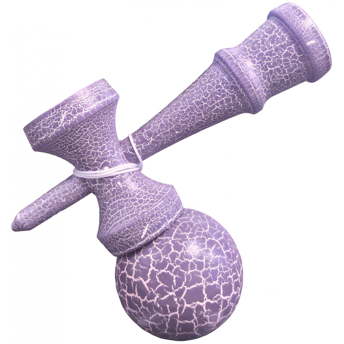 Kendama X Originala, Profesionala, Embo, Kendama Cracked, din Lemn â€“ 18 cm, Lila/Alb - imagine 3