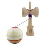 Kendama X Originala, Profesionala, Embo, Legendary Glob, Cupe Mari KING SIZE V3, Super Sticky, Gaura in Baza, Rulment Metalic, din lemn 18 cm, Ata 55 cm, Alb/Galben/Rosu - imagine 4