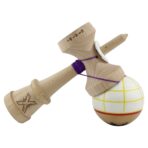 Kendama X Originala, Profesionala, Embo, Legendary Glob, Cupe Mari KING SIZE V3, Super Sticky, Gaura in Baza, Rulment Metalic, din lemn 18 cm, Ata 55 cm, Alb/Galben/Rosu - imagine 5