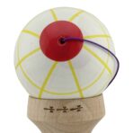 Kendama X Originala, Profesionala, Embo, Legendary Glob, Cupe Mari KING SIZE V3, Super Sticky, Gaura in Baza, Rulment Metalic, din lemn 18 cm, Ata 55 cm, Alb/Galben/Rosu - imagine 9