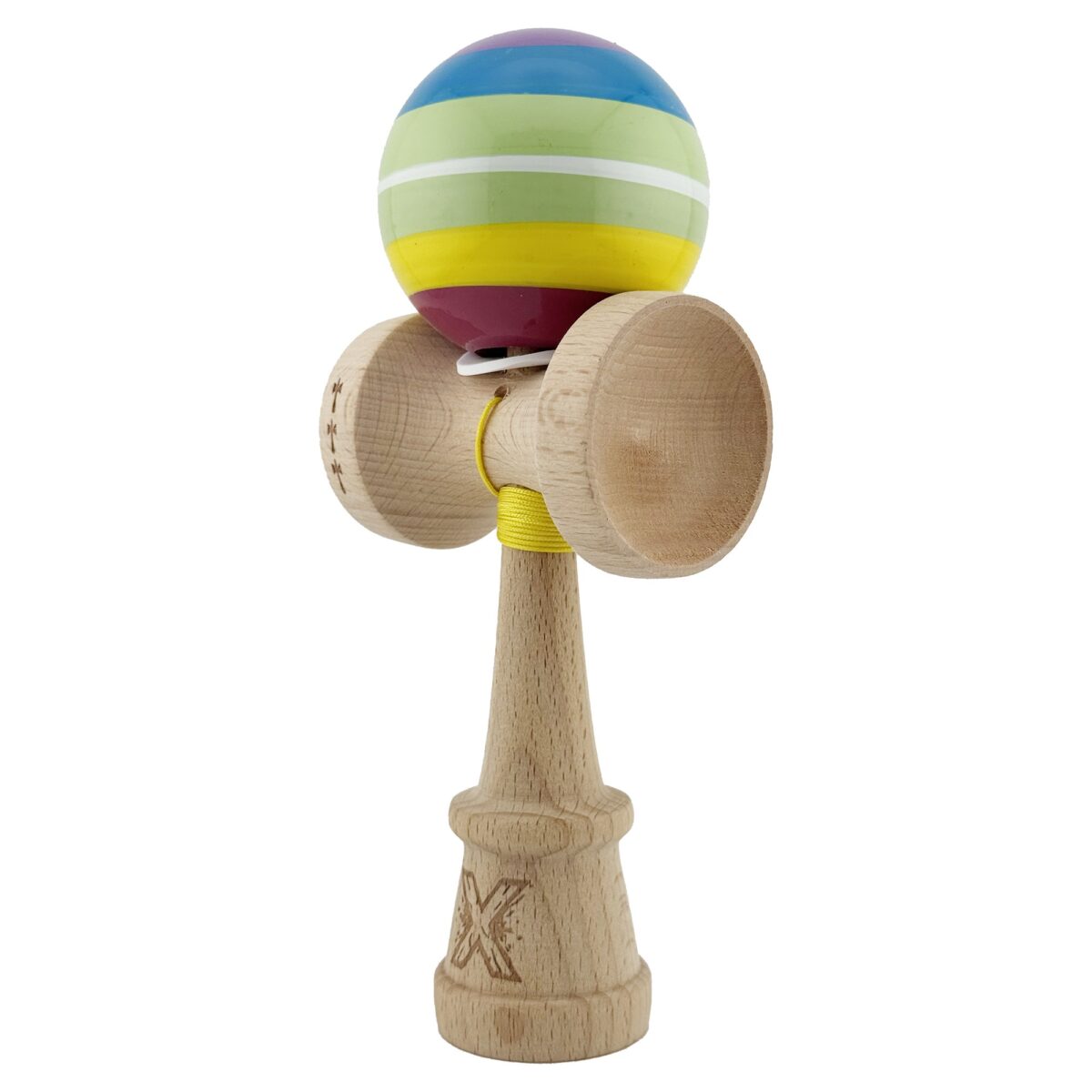 Kendama X Originala, Profesionala, Embo, Legendary Spectrum, Cupe Mari KING SIZE V3, Super Sticky, Gaura in Baza, Rulment Metalic, din lemn 18 cm, Ata 55 cm, Multicolor - imagine 3